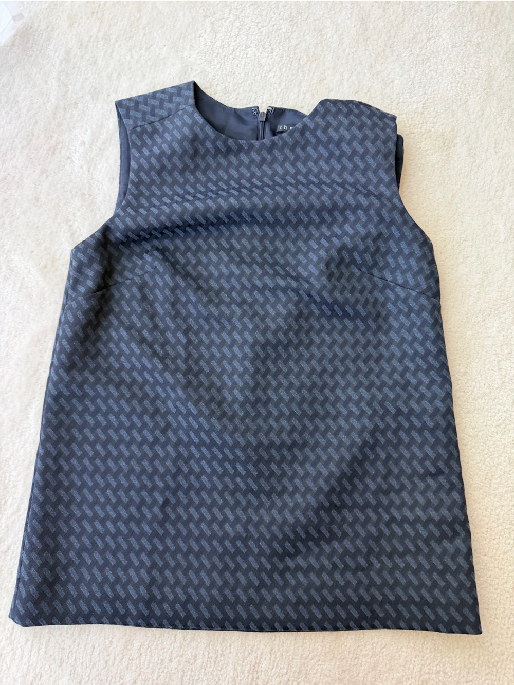 Theory Navy and Charcoal Patterned Sleeveless Top